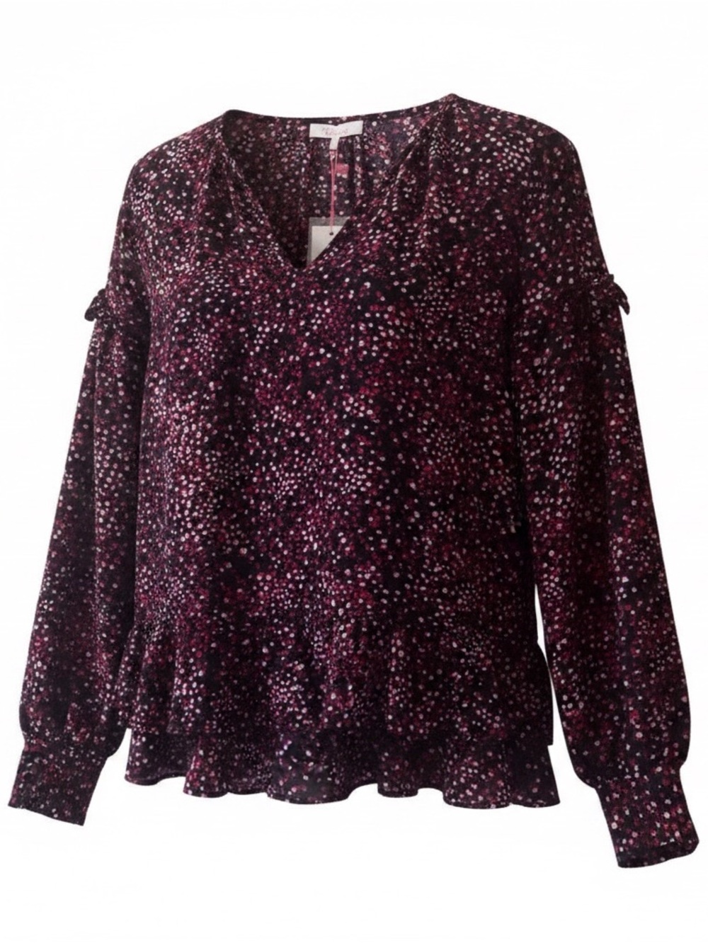 Parker NYC Ruffle Blouse NWT L | Designer Confetti Print Top $248 Retail